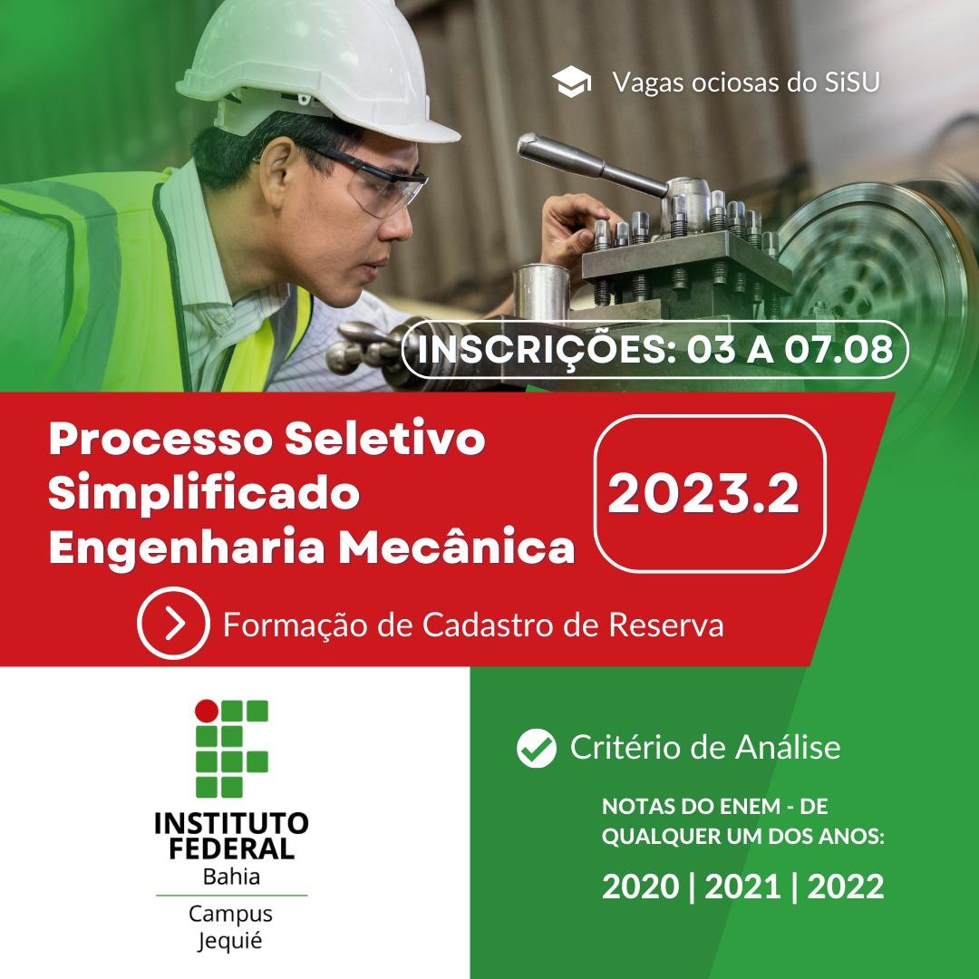 Processo seletivo simplificado em engenharia mecânica.