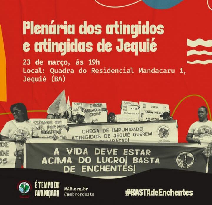 Movimento dos Atingidos por Barragens realizará plenária em Jequié