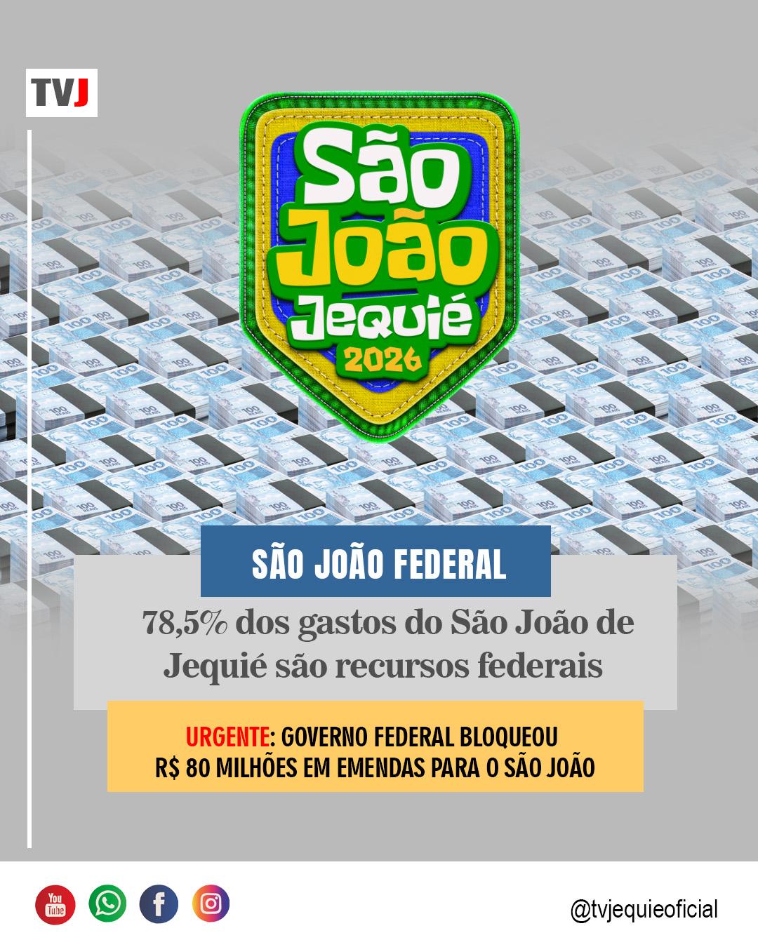 78,5% DOS GASTOS DO SÃO JOÃO DE JEQUIÉ SÃO DE RECURSOS FEDERAIS