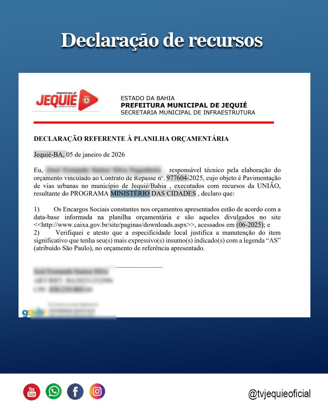 Fonte: Diário Oficial de Jequié