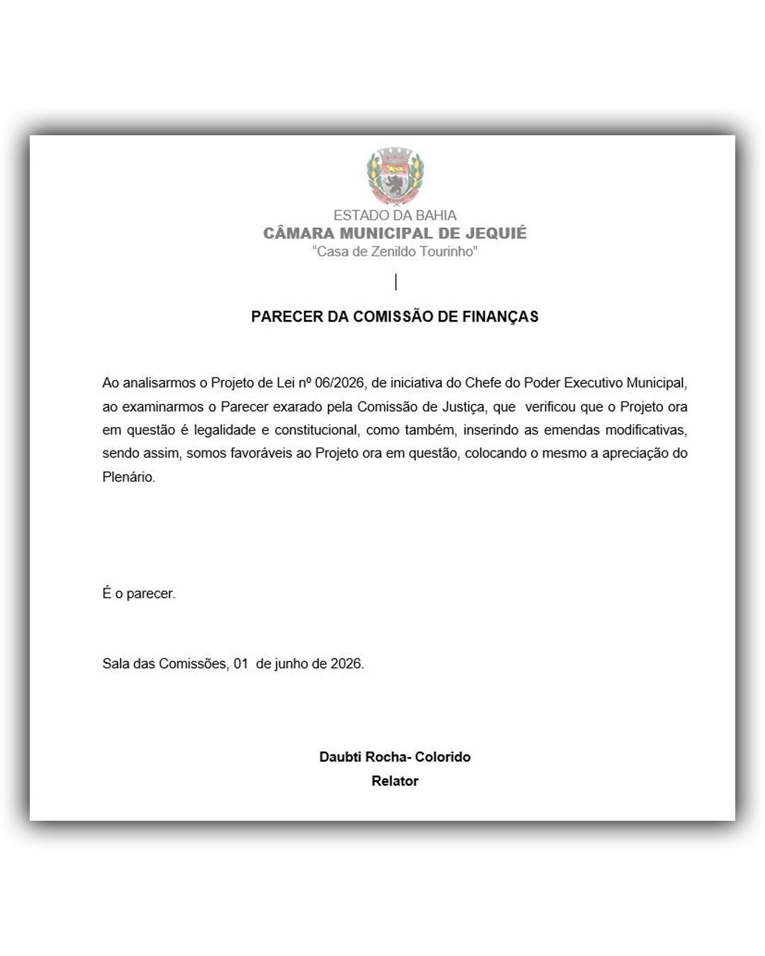 Fonte: Poder Legislativo Municipal