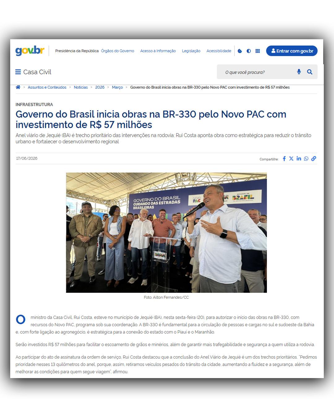Fonte: Governo da Bahia