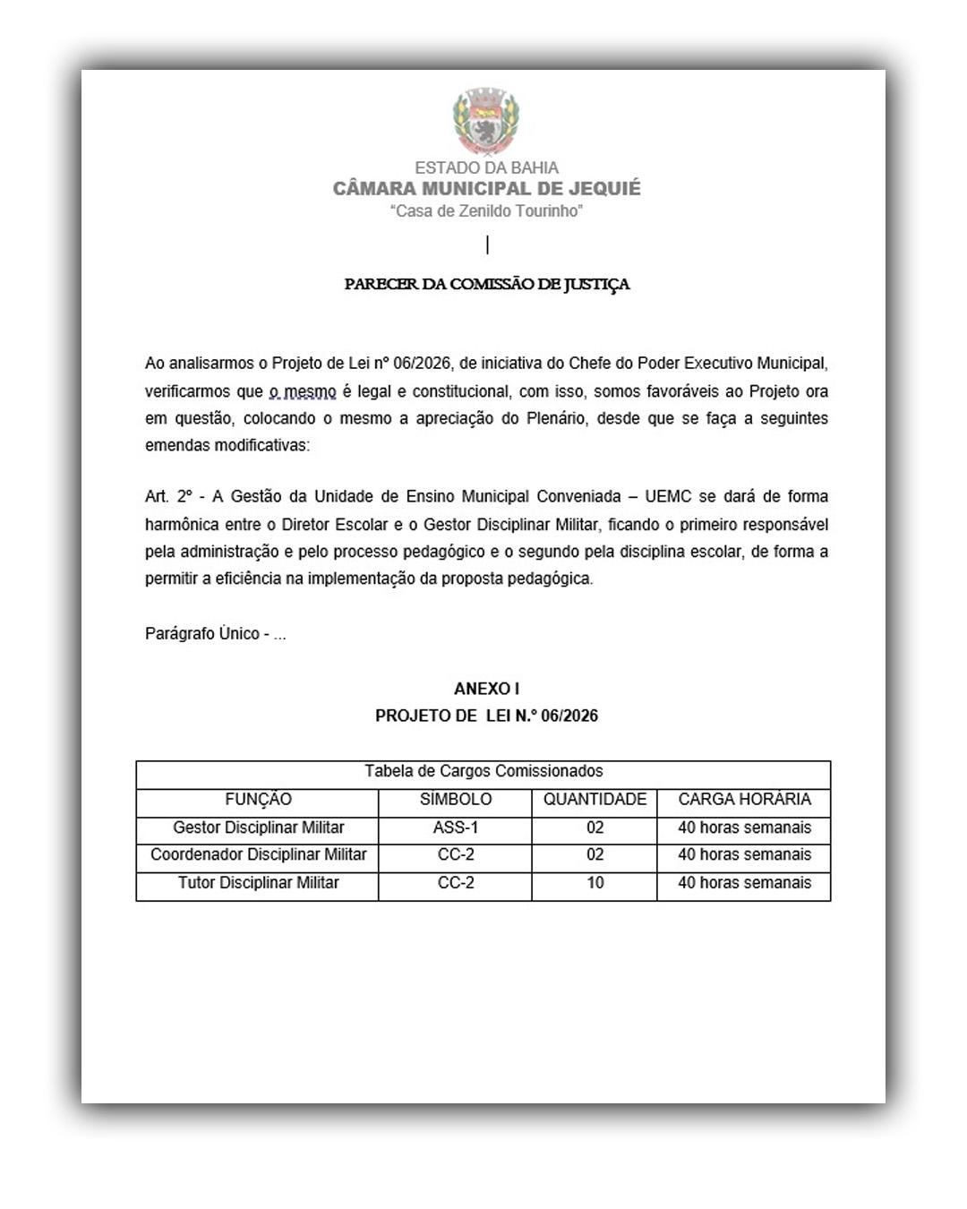 Fonte: Poder Legislativo Municipal