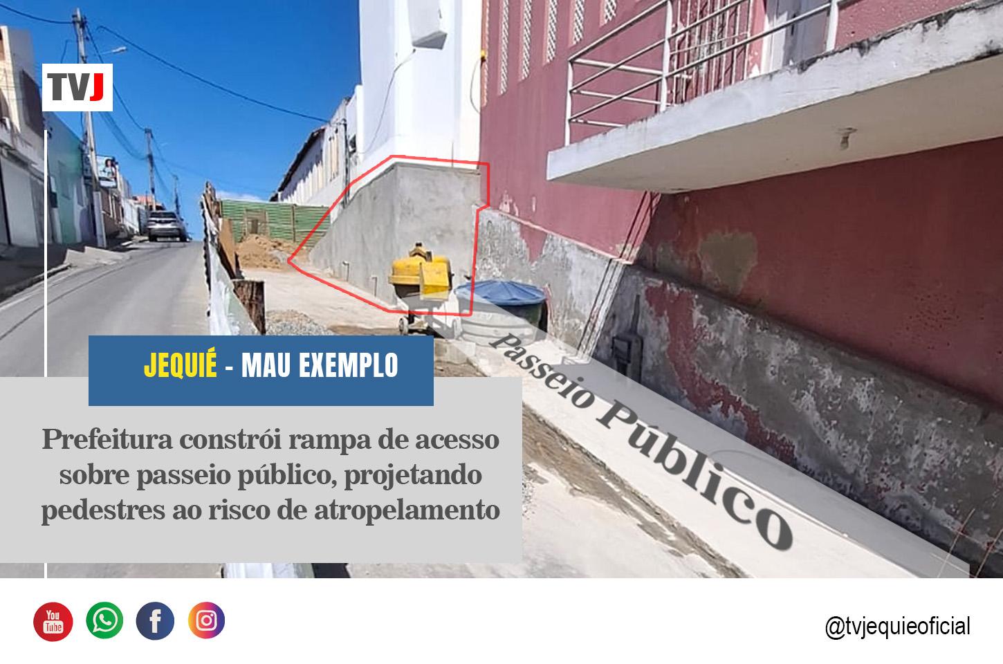 PREFEITURA CONSTRÓI RAMPA DE ACESSO SOBRE O PASSEIO PÚBLICO, PROJETANDO PEDESTRES AO RISCO DE ATROPELAMENTO 