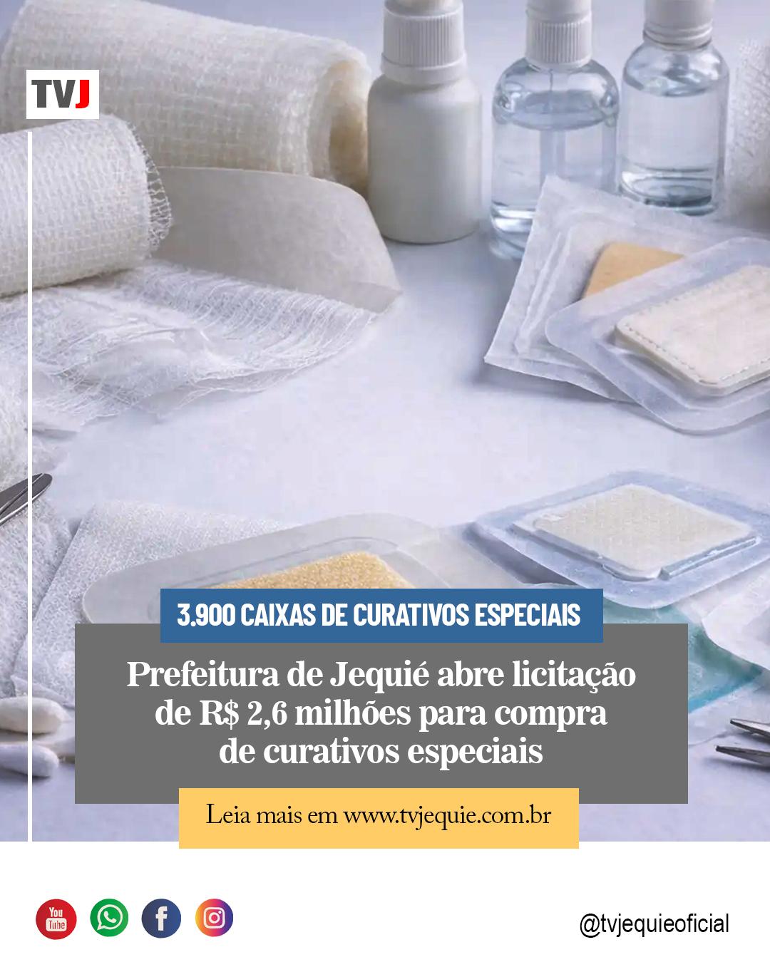 Prefeitura de Jequié abre licitação de R$ 2,6 milhões para aquisição de curativos especiais destinados à rede municipal de saúde