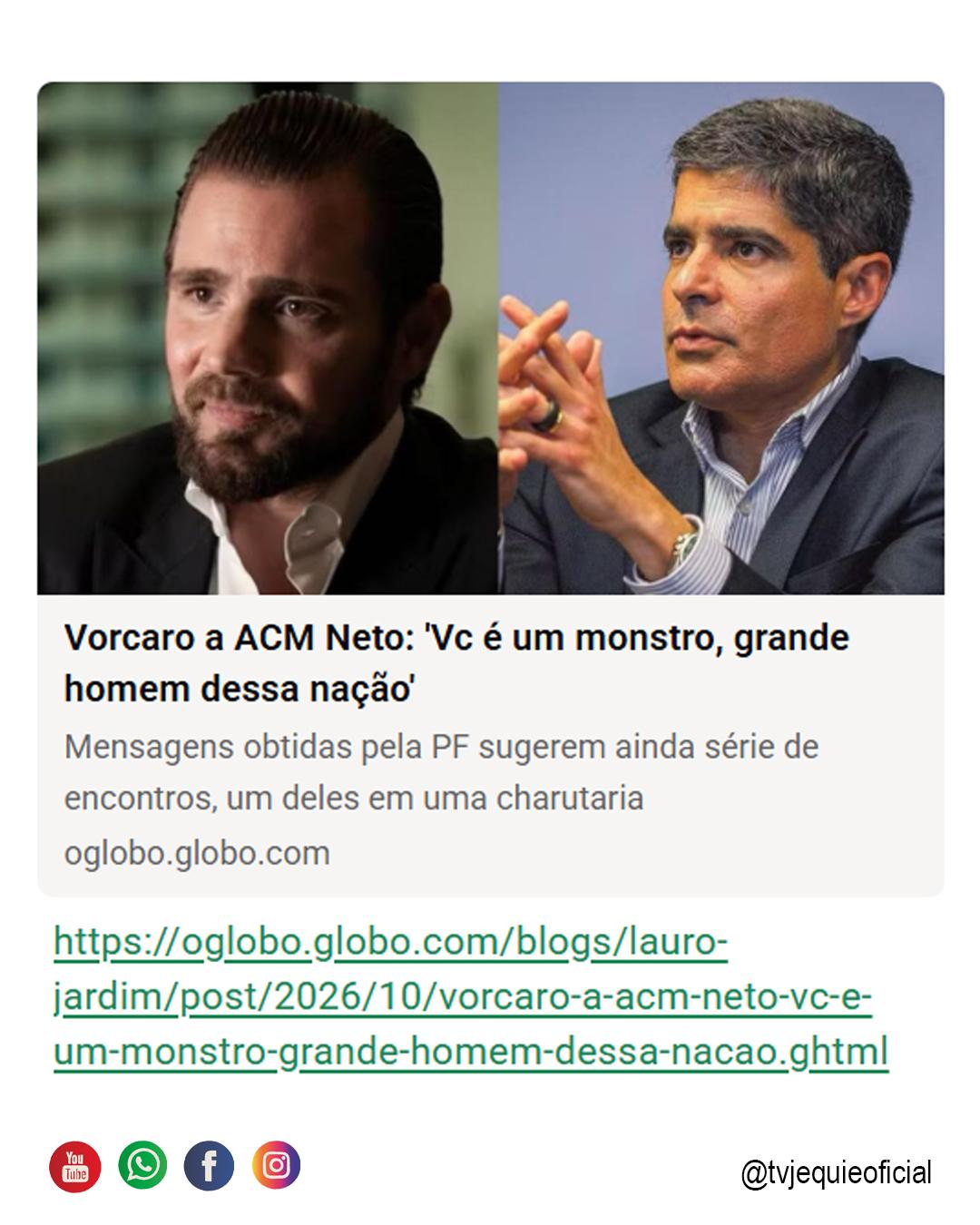 POLÍCIA FEDERAL ENCONTRA MENSAGENS DE VORCARO E ACM NETO
