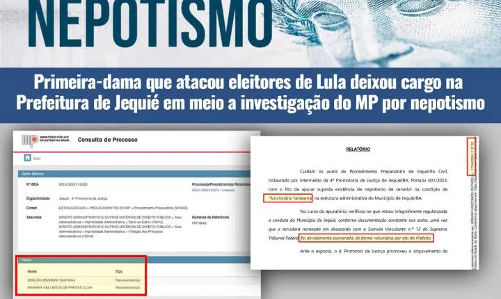 Primeira-dama que atacou eleitores de Lula deixou cargo na Prefeitura de Jequié em meio a investigação do MP por nepotismo